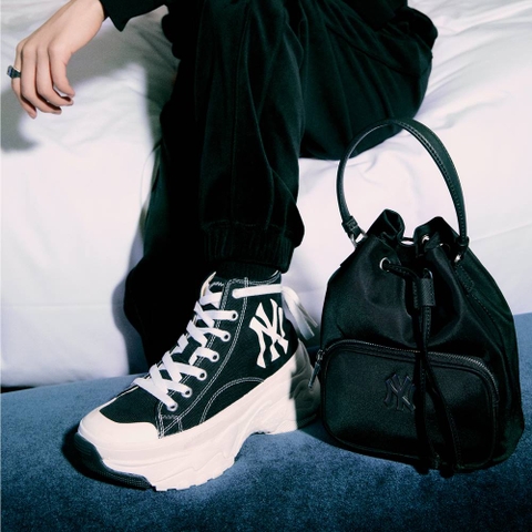 Giày MLB Chunky High New York Yankees Black White chính hãng - Đen Trắng