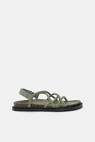 Giày sandals Pull&Bear chính hãng Cord khaki - Xanh rêu