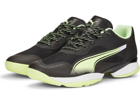 Giày sân thảm Tennis Pickleball Puma chính hãng Solarattack FLB  Black Green - Đen xanh - size 37.5 38.5 42.5