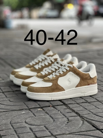 Giày sneaker hàng hiệu Polo Ralph Lauren Masters Court Suede Sneaker Beige - màu be Low Tops 2024 chính hãng size 40 42