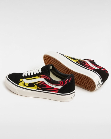 Giày Vans chính hãng Old Skool Premium Flame Black - Lửa Đen