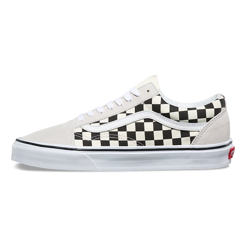 Giày Vans chính hãng Old Skool Checkerboard White - Trắng kem