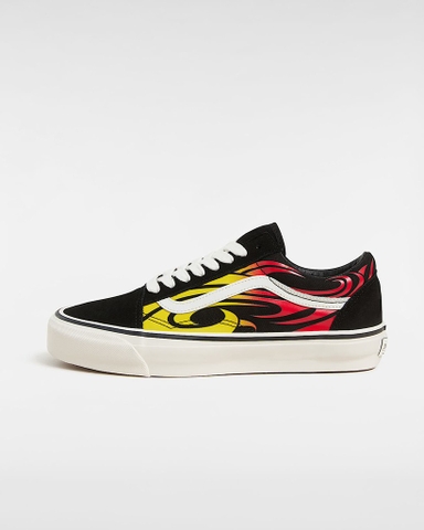Giày Vans chính hãng Old Skool Premium Flame Black - Lửa Đen