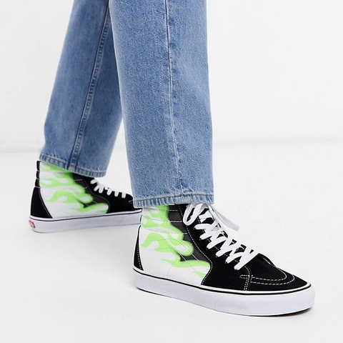 Giày Vans chính hãng Old Skool Green Flame