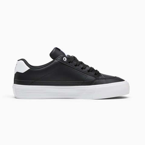 Giày thể thao sneaker Puma chính hãng Court Classic Vulcanised Unisex Leather Black White - Da đen trắng