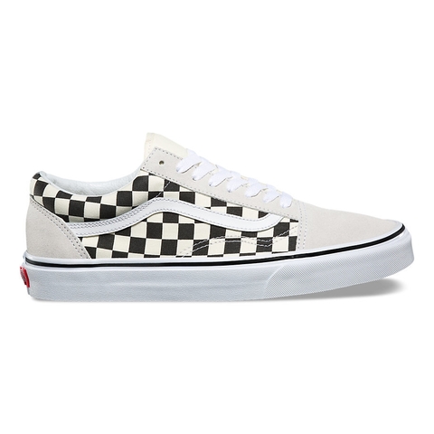 Giày Vans chính hãng Old Skool Checkerboard White - Trắng kem