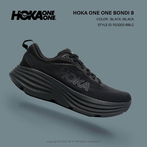 Giày Thể Thao Chạy Bộ Hoka Bondi 8 chính hãng All Black - Running - size 41 1/3 - Đen