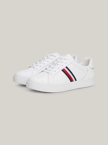 [ Hàng Auth ] Giày hàng hiệu Tommy Hilfiger Essential Tape Leather Court Trainers - Trắng