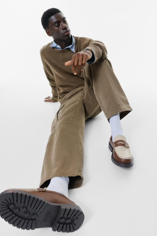 Giày Loafer Pull&Bear Chunky Contrast chính hãng - Nâu