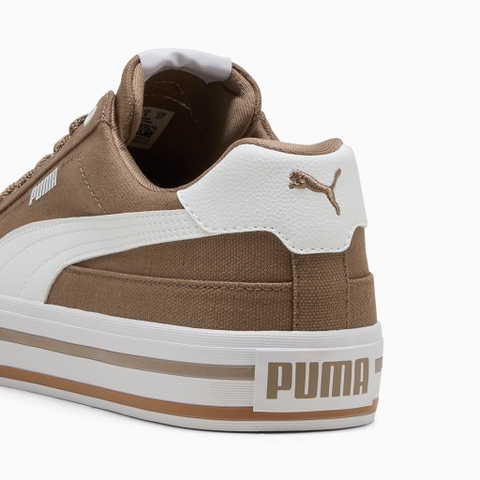 Giày thể thao sneaker chính hãng Puma Court Classic Vulcanised Formstrip Unisex Brown White - Nâu trắng