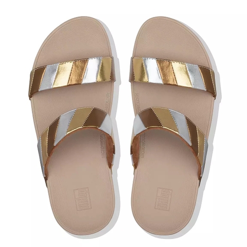 Dép quai ngang FitFlop chính hãng LOTTIE  Rainbow Patchwork Slides - 2 màu Vàng và Hồng - size 36 37 38 39 40