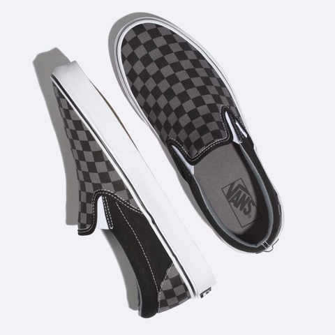 Giày Vans chính hãng Slip on Checkerboard Black Pewter - Đen Xám - Top Best Seller