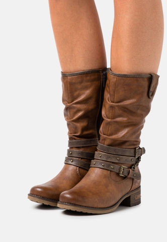 [ Hàng Auth - Full box ] Giày Boots chính hãng Mustang zippered winter - cognac brown - size 37