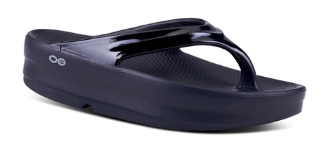Dép phục hồi sức khoẻ chính hãng OOFOS Healthy Platform Black Sandal - Đen đế cao