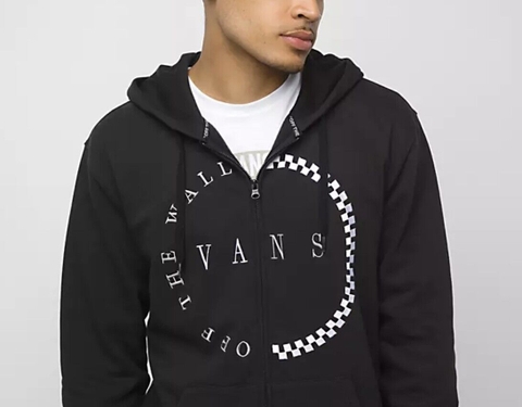 Áo khoác Hoodie Vans chính hãng Clockwise Full Zip Hoodie Black Cotton Sweatshirt Checkerboard VN000BN4BLK Đen