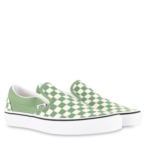 Giày Vans chính hãng Slip on Checkerboard Shale Green - Xanh lá