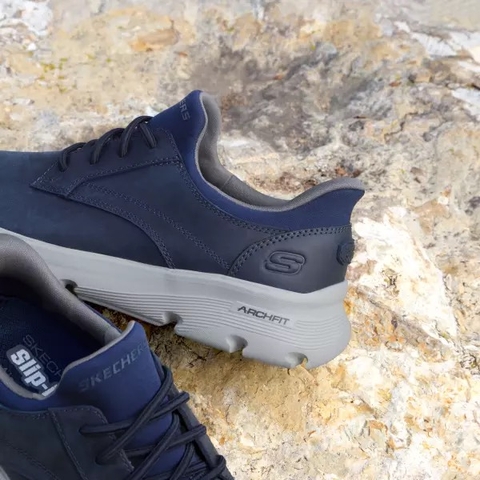 Giày Skechers chính hãng Slip-Ins Arch Fit Garza Langston Relaxed Fit Navy - Xanh