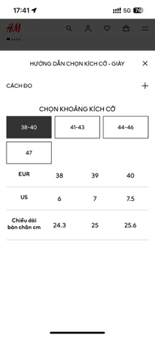 Giày thể thao thời trang H&M chính hãng trắng da - leather all white
