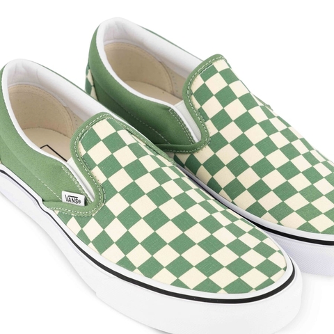 Giày Vans chính hãng Slip on Checkerboard Shale Green - Xanh lá