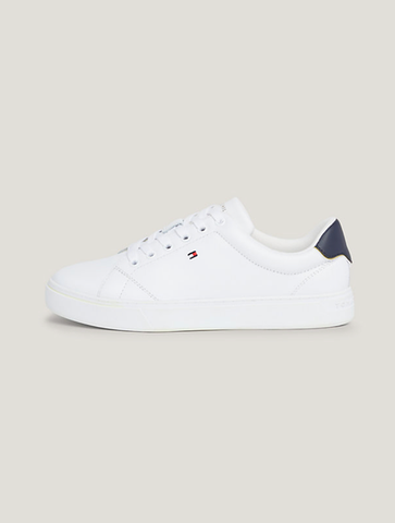 [ Hàng Auth ] Giày hàng hiệu Tommy Hilfiger White Essential Leather Flag Cupsole Trainers  - Trắng