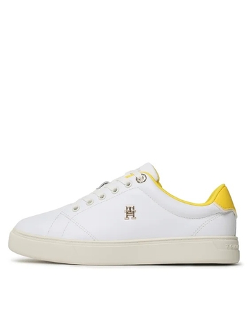 [ Hàng Auth ] Giày hàng hiệu Tommy Hilfiger Elevated Essential Leather Monogram Court Yellow White - Trắng vàng