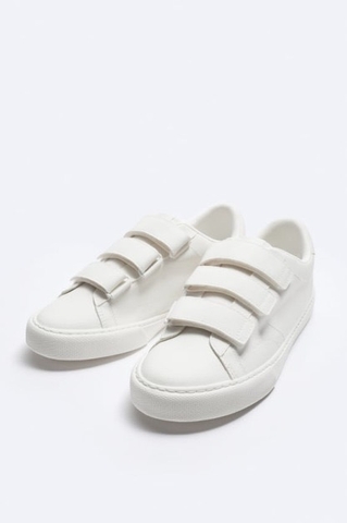 Giày sneaker Zara chính hãng Quai dán Trắng - Velcro White