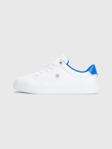 [ Hàng Auth ] Giày hàng hiệu Tommy Hilfiger Elevated Essential Leather Monogram Court Trainers Blue White - Trắng xanh