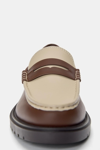 Giày Loafer Pull&Bear Chunky Contrast chính hãng - Nâu