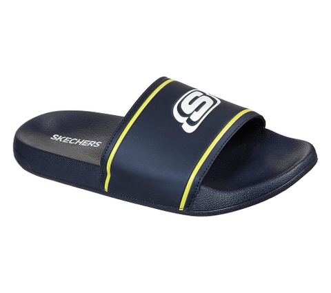 Dép Skechers chính hãng Side Lines 2.0 Retalic Slides Navy - Xanh