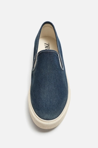 Giày lười Zara chính hãng Xanh Denim Plimsolls - Slip on blue