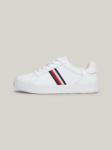 [ Hàng Auth ] Giày hàng hiệu Tommy Hilfiger Essential Tape Leather Court Trainers - Trắng