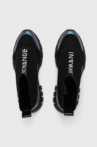Giày hàng hiệu Armani Exchange Stretch Knit Sock Sneakers Black - Đen chính hãng