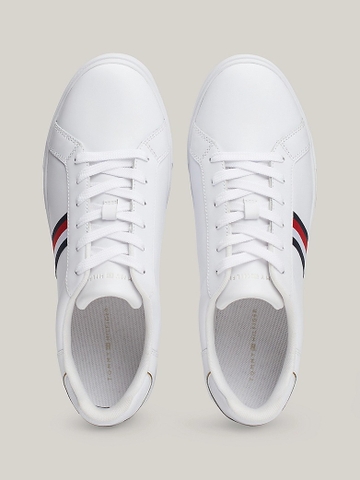 [ Hàng Auth ] Giày hàng hiệu Tommy Hilfiger Essential Tape Leather Court Trainers - Trắng