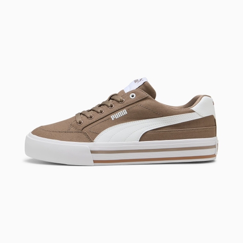Giày thể thao sneaker chính hãng Puma Court Classic Vulcanised Formstrip Unisex Brown White - Nâu trắng