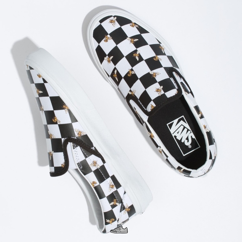 Giày Vans chính hãng Slip on Checker Bee Black white