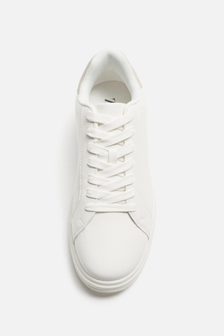 Giày sneaker Zara chính hãng Beige White Platform - Dáng đế dày Trắng kem