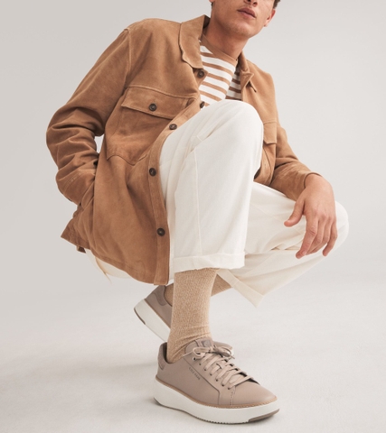 Giày hiệu Cole Haan chính hãng GrandPro Topspin Sneakers Truffle Brown - Nâu nhạt