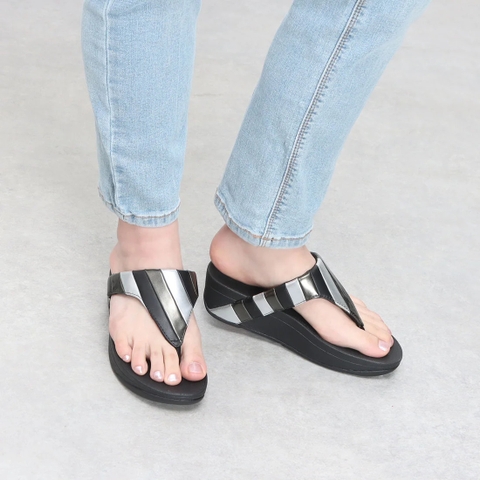 Dép xỏ ngón FitFlop chính hãng LOTTIE  Rainbow Patchwork Toe-Posts - 2 màu Đen và Hồng - size 36 37 38 39 40