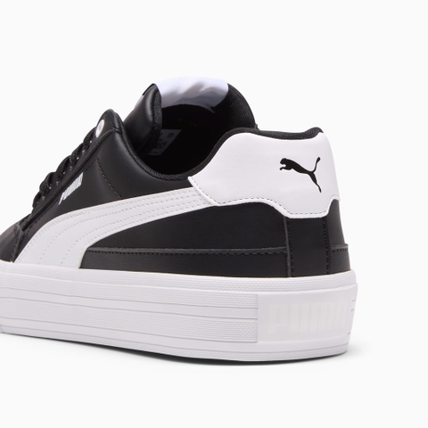 Giày thể thao sneaker Puma chính hãng Court Classic Vulcanised Unisex Leather Black White - Da đen trắng