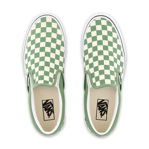 Giày Vans chính hãng Slip on Checkerboard Shale Green - Xanh lá