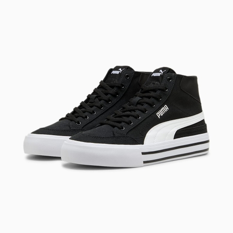 Giày thể thao sneaker chính hãng Puma Court Classic Vulcanized Formstrip Mid Top Black White - Đen trắng