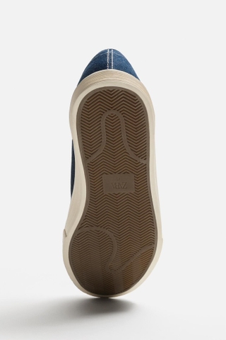 Giày lười Zara chính hãng Xanh Denim Plimsolls - Slip on blue