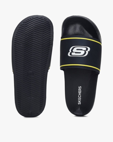 Dép Skechers chính hãng Side Lines 2.0 Retalic Slides Navy - Xanh