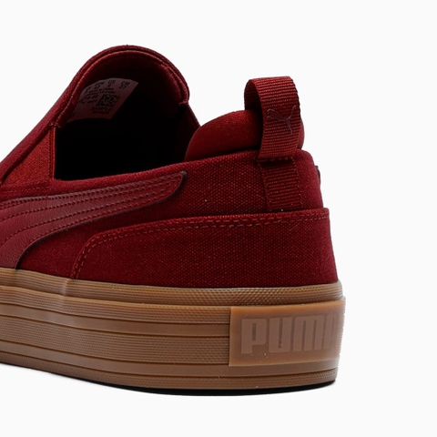 Giày sneaker thể thao chính hãng Puma Court Slip on Classic Vulcanized Ruby Shimmer Gumsole - Đỏ đô đế gum