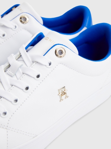 [ Hàng Auth ] Giày hàng hiệu Tommy Hilfiger Elevated Essential Leather Monogram Court Trainers Blue White - Trắng xanh