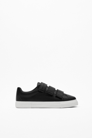 Giày sneaker Zara chính hãng Quai dán Velcro Đen Da - Black Leather