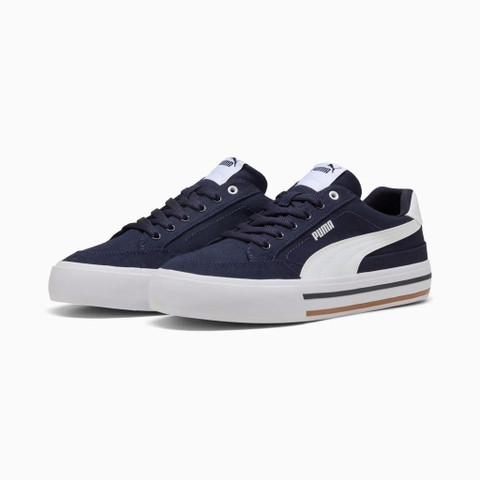 Giày thể thao sneaker chính hãng Puma Court Classic Vulcanised Formstrip Unisex Navy White - Xanh trắng