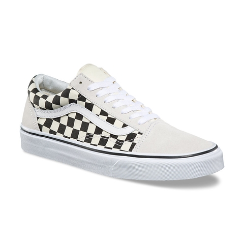 Giày Vans chính hãng Old Skool Checkerboard White - Trắng kem