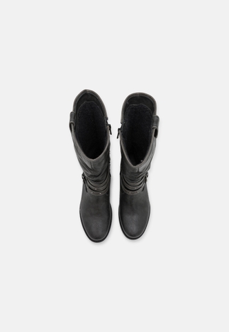 [ Hàng Auth - Full box ] Giày Boots chính hãng Mustang Cowboy Biker - graphit - size 37 Đen
