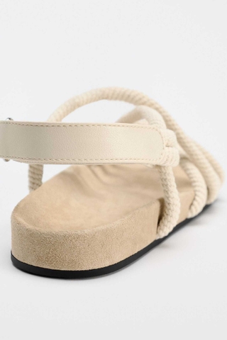 Giày sandals Zara chính hãng bệt quai dây màu kem